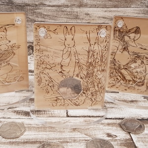 Beatrix potter peter rabbit uk 50pence coin display case