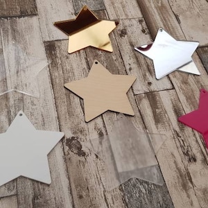 Wood and acrylic star Christmas craft blsnks
