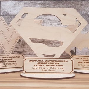 Superhero fathers day mothers day plaque trophy