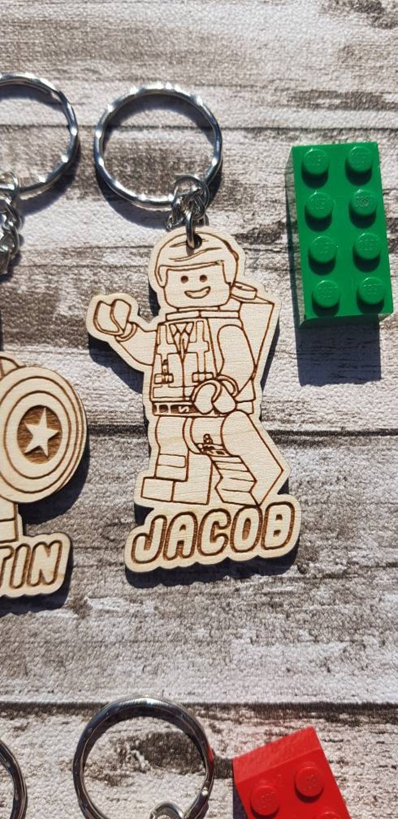 Personalised lego character keyrings Etsy