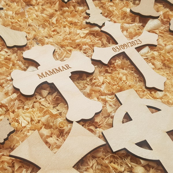 Engraved or plain mini cross religious church family tree hearts