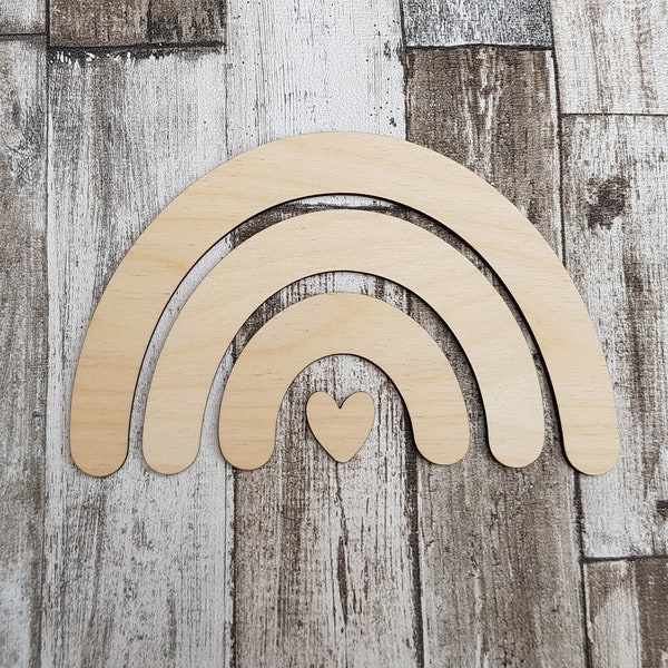 wooden rainbow with heart craft blanks