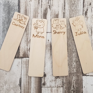 Peppa pig inspired personalised bookmarks