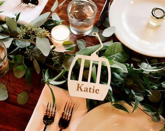 Ski gongola lift table place names wedding seating plan winter ski slope