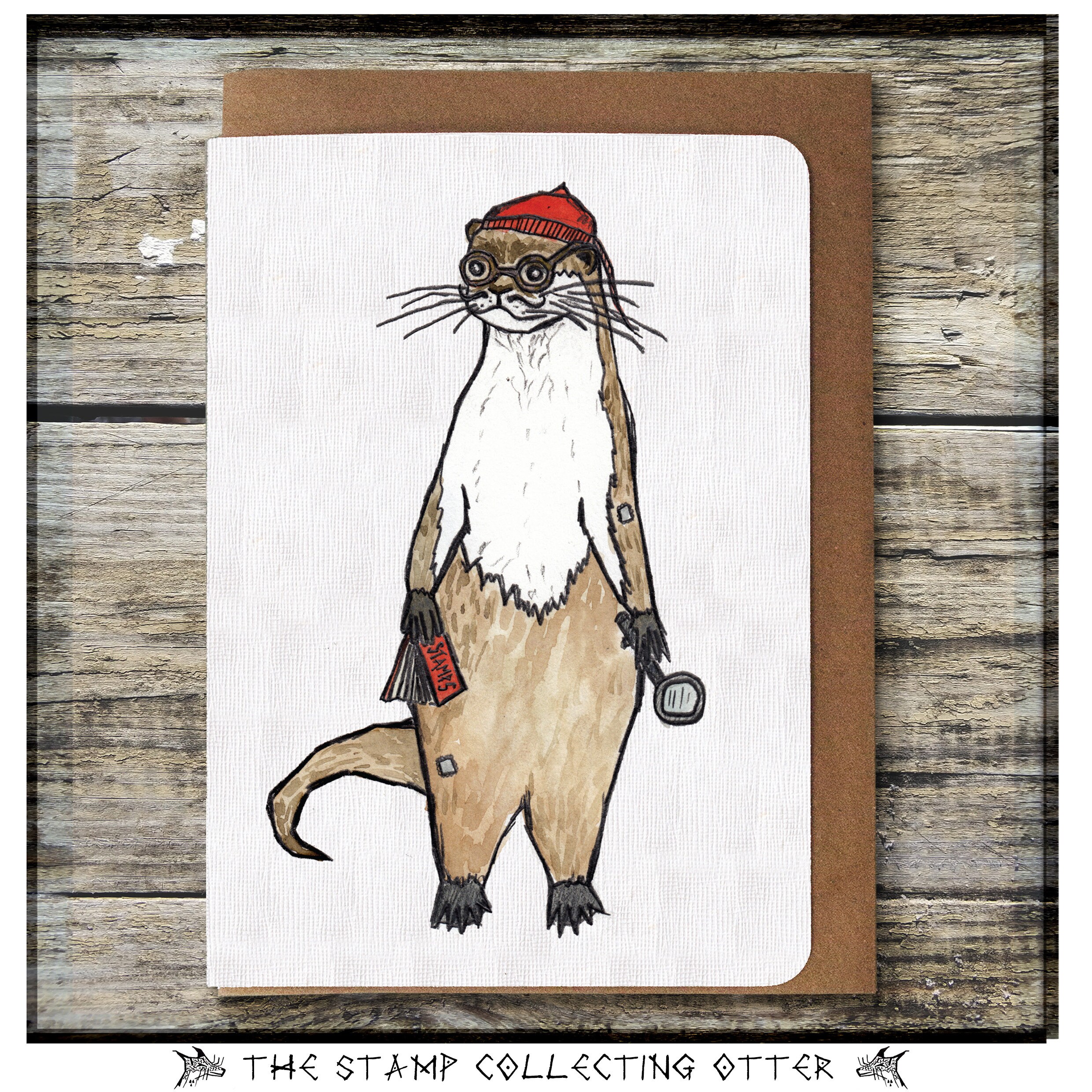 Stamp Collecting Otter Card Stamp Collector Card Otter Etsy