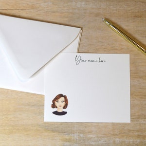 Custom Stationery, Personalized Stationery, Notecard and envelope set, Personal portrait, Portrait Card, Custom Portrait, Illustration