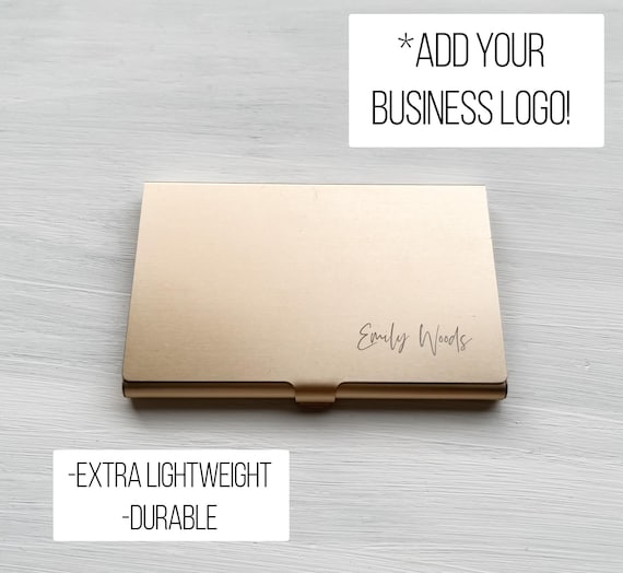 Personalized Gold Business Card Case: RFID Blocking Minimalist Wallet