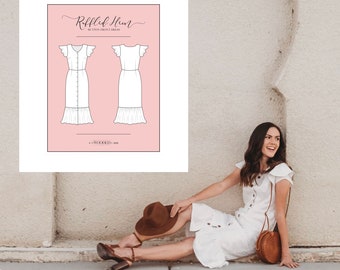 Ruffled Hem Dress Sewing Pattern: Sizes 0-22 (PDF Pattern)