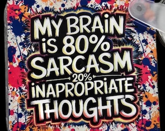 80% Sarcasm 2-Inch Square MDF Funny Keychain