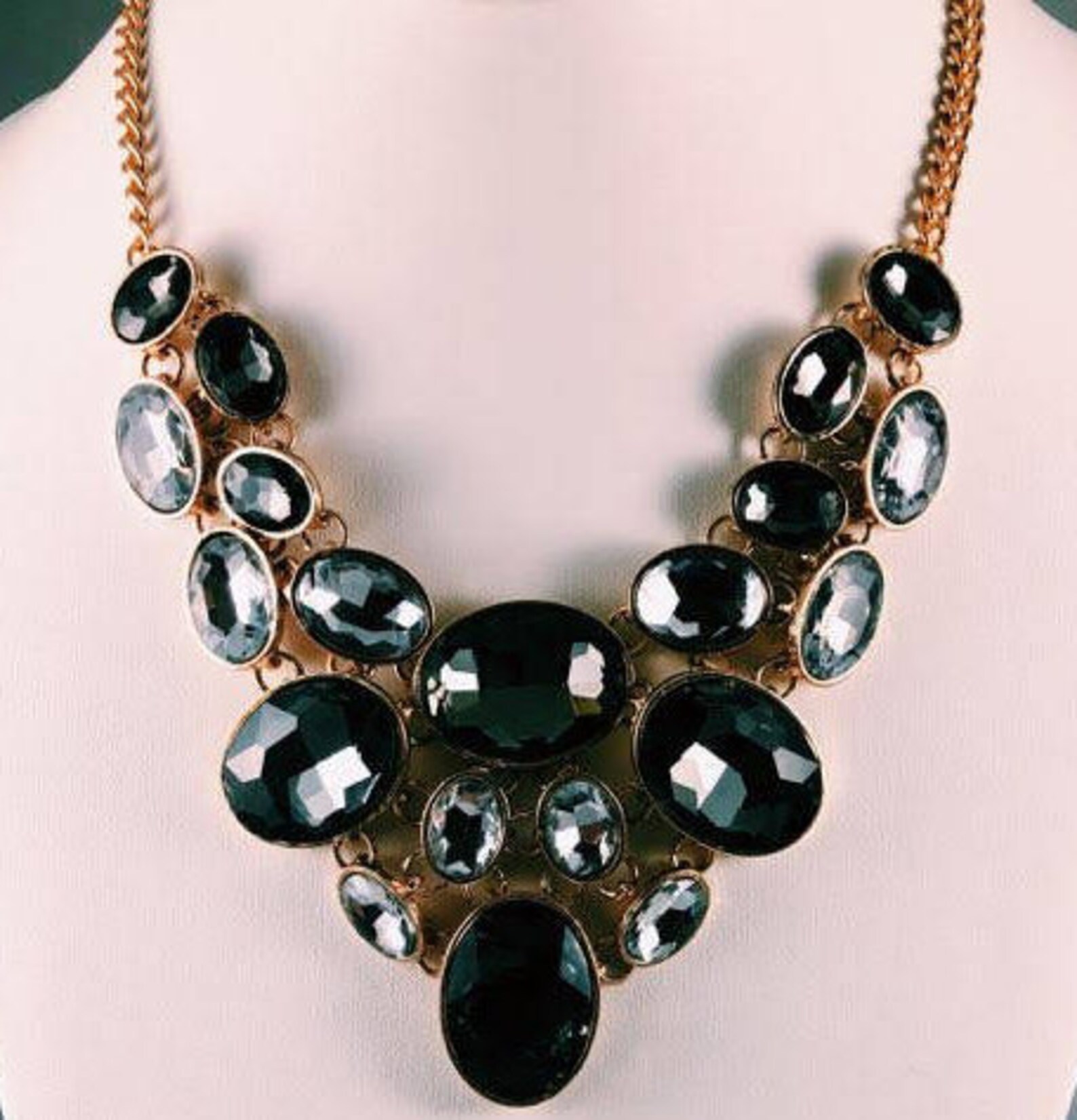 Statement Necklace in Black Etsy Denmark