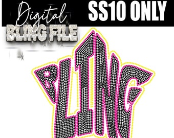 Bling Star| Digital Rhinestone Template | ss10 hotfix rhinestones | SVG file for Cricut, Cameo and others