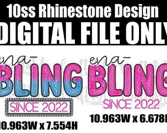 Ena-BLING | Digital Rhinestone Template | ss10 hotfix rhinestones | SVG file for Cricut, Cameo and others