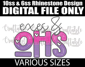 Exes & Ohs Valentine's Bling XOXO | Digital Rhinestone Template | ss10 and ss6  hotfix rhinestones | SVG file for Cricut, Cameo and others