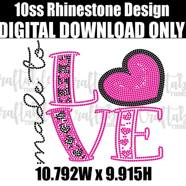 Valentine's Made to Love Bling | Digital Template | ss10 hotfix rhinestones  design | SVG file for Cricut, Cameo and others | Love