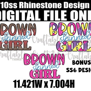 Brown Skinned Girl Bling | Digital Rhinestone Template | ss10 hotfix rhinestones  design | SVG file for Cricut, Cameo and others