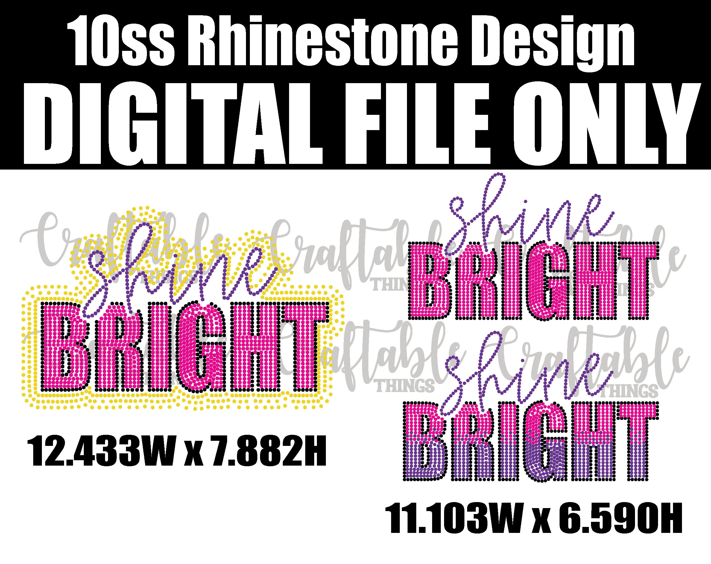 Shine Bright Bling | Digital Rhinestone Template | Ss10 Hotfix ...