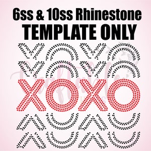 Valentijnsdag XOXO SVG Template voor 6ss & 10ss Hotfix Strass | Bling Cut met Cricut, Silhouette en anderen!