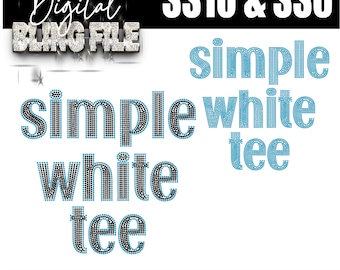 Simple White Tee | Digital Rhinestone Template | ss10 & ss6 hotfix rhinestones  design | SVG