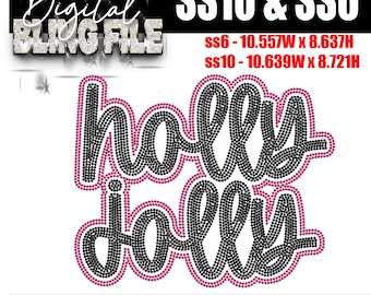 Holly Jolly | Digital Rhinestone Template | ss10 & ss6 hotfix rhinestones  design | SVG | Christmas