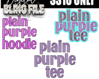 Plain Purple Tee & Hoodie | Digital Rhinestone Template | ss10 hotfix rhinestones  design | SVG