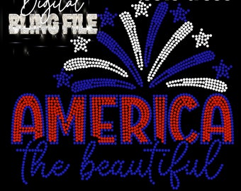 America the Beautiful | Digital Rhinestone Template | ss10 & ss6 hotfix rhinestones | SVG file for Cricut, Cameo and others | 4th of JULY