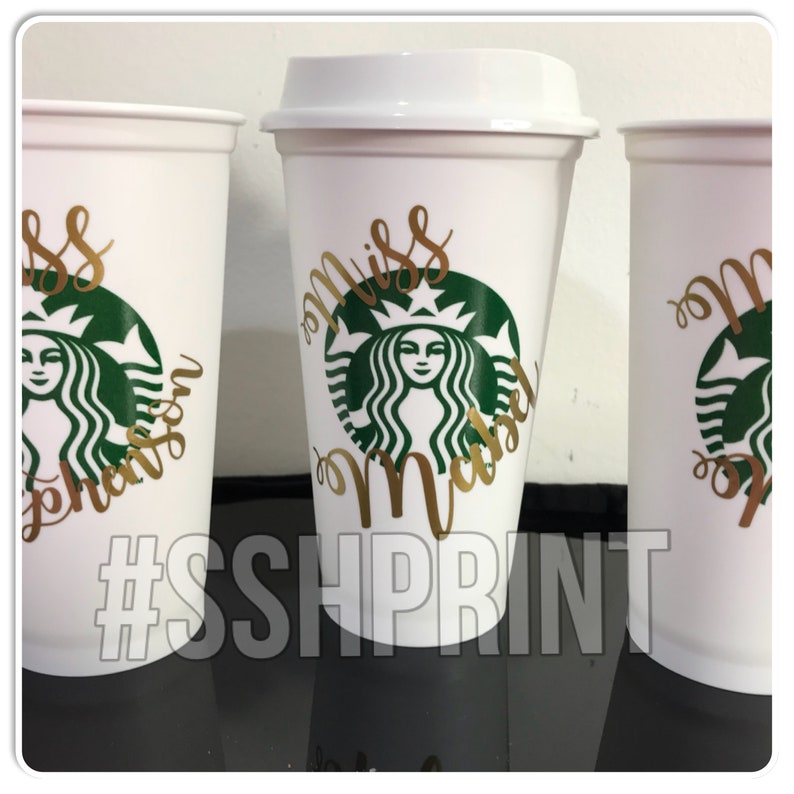 DECAL sticker for reusable cup / Starbucks decal / Name decal Etsy