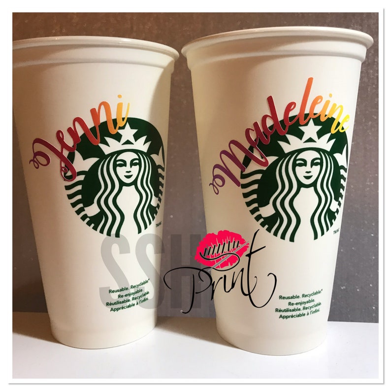 DECAL sticker for reusable cup / Starbucks decal / Name decal Etsy