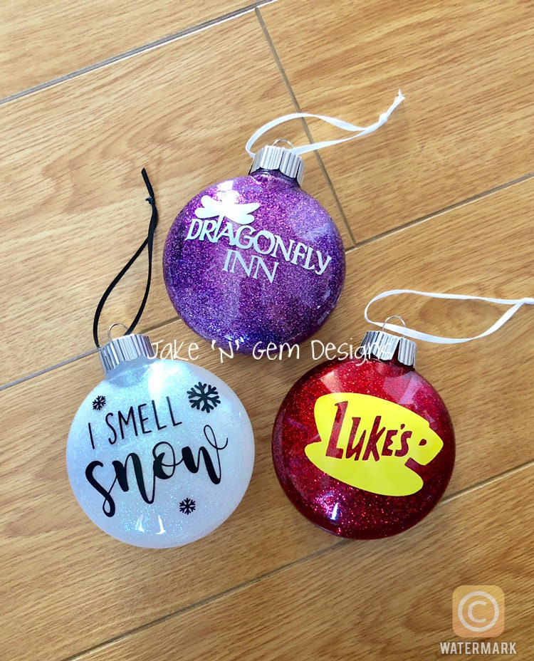 Gilmour Gilmore Girls Inspired Glitter Ornament Sets - Best Selling 3/6 Pc Set - Quotes & Images about Coffee, Family and Small Towns