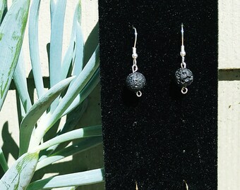 Essential Oil diffusing black lava stone earrings