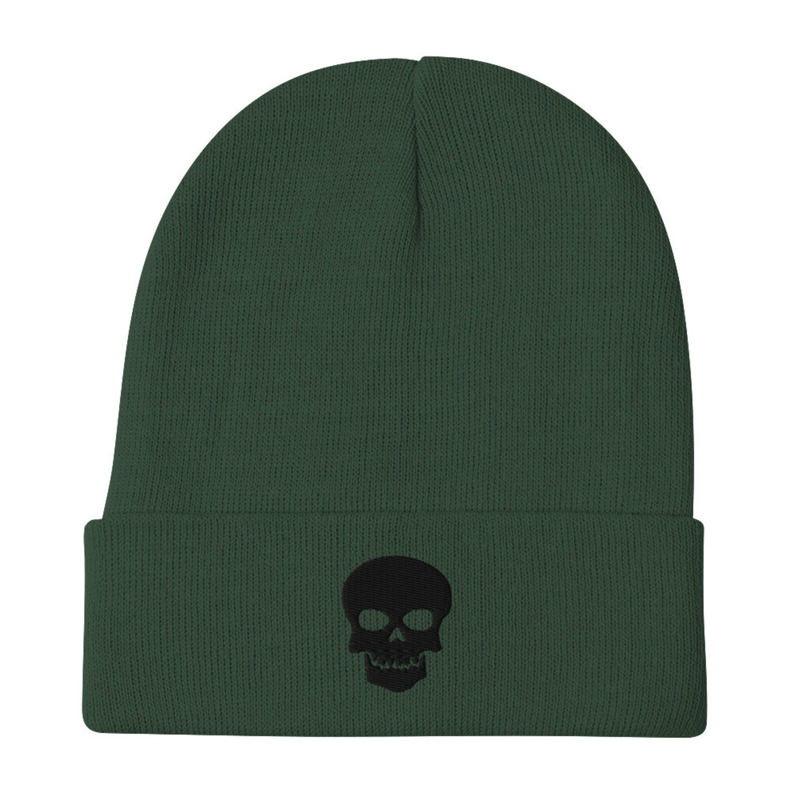 Skull Embroidered Beanie Etsy