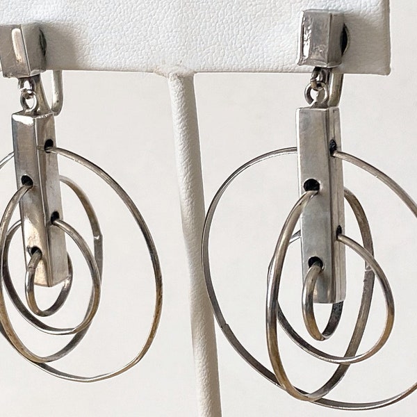 Silver Mod Glitter Ear Rings 1960s Costume Accessory main image 1