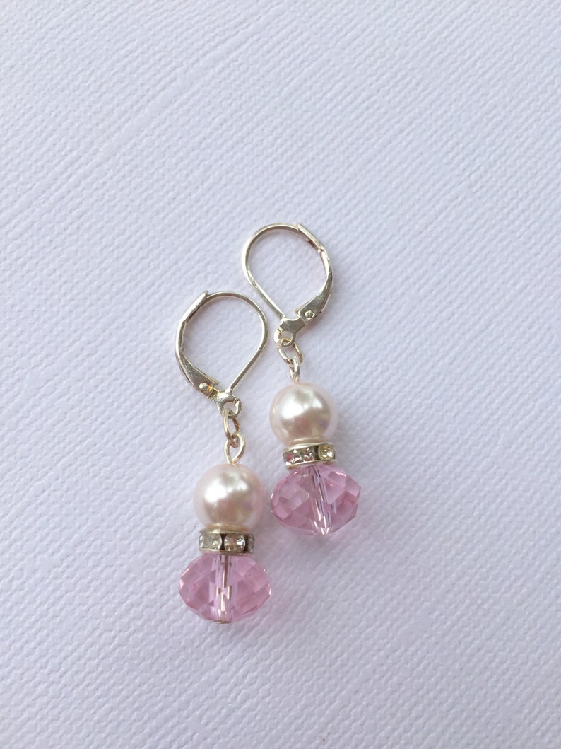 Pink Pearl Jewelry Bridesmaid Gift under 25 Bridal Blush Wedding Accessories Bracelet Earrings Set October Birthday Breast Cancer Awareness