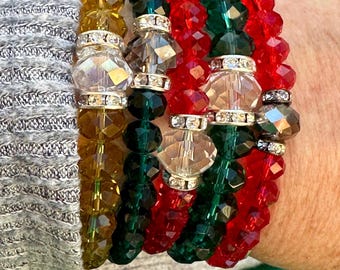 Vakantie Sparkle Crystal Beaded Stacker-armbanden - kerstcadeau gastvrouw - Deck the Halls Party Bling - tafeldecoratie middelpunt decoratie