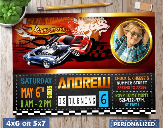 Hot Wheels Birthday Invitations Hot Wheels Birthday Hot Etsy