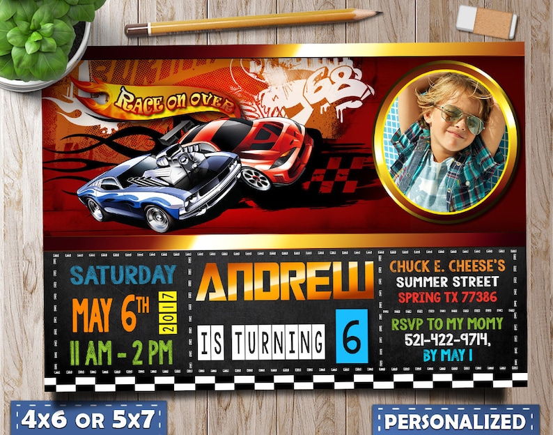 Hot Wheels Birthday Invitations Hot Wheels Birthday Hot Etsy