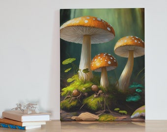 Mushroom Poster - Oil painting mushroom - Mushroom art - Mushroom print - Mushroom decor - Cottagecore - Printable wall art