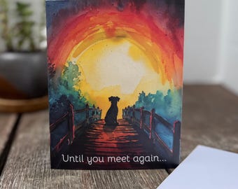 Dog Sympathy Card: Watercolor Rainbow Bridge Card for Pet Loss