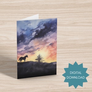 Carte de sympathie cheval - carte de voeux cheval - carte de perte d'animal de compagnie - carte de condoléances - carte de sympathie - carte de voeux imprimable - TÉLÉCHARGEMENT NUMÉRIQUE