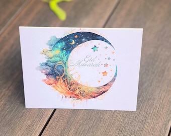 Eid Mubarak Card: Crescent Moon Design