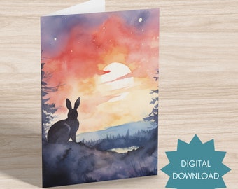 Rabbit Sympathy Card, Printable, Personalized Memorial for Pet Bunny ...