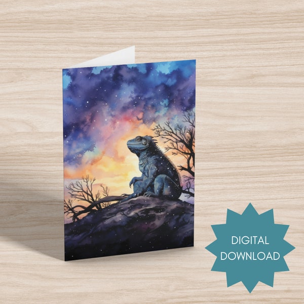 Reptile card - Pet loss card - animal card- condolence card - bearded dragon sympathy card- Printable greeting card - DIGITAL DOWNLOAD