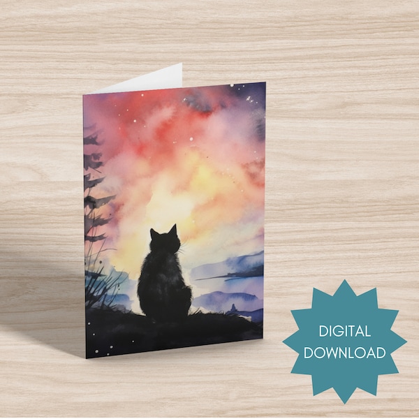 Cat sympathy card - Pet loss card - condolence card - sympathy card- Printable greeting card - DIGITAL DOWNLOAD