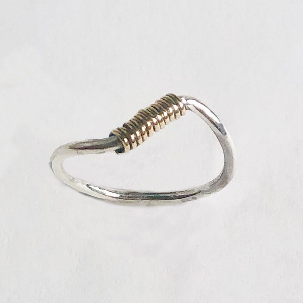 Silver and Gold Ring | Stacking Ring | Minimalist Ring | Midi Ring | Cool Ring |Gift For Her | Thumb Ring  | Two Tone Ring |