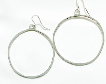 Silver Hoop Earrings | Hammered Hoop Earrings | Sterling Silver Hoops | Minimalist Jewelry | New Twist On A Timeless Design | Christmas Gift