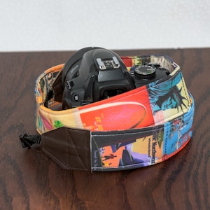 Vintage US Travel Poster Padded Camera Strap, DSLR camera strap