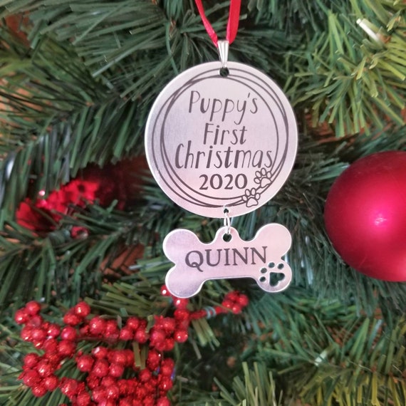 Puppy S First Christmas Ornament Personalized Dog Etsy