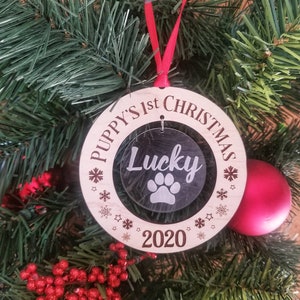 Personalized Dog Christmas Ornament, 1st Christmas puppy, Puppy's First Christmas, Pet Ornament, Custom Pet Ornament, New Puppy Ornament