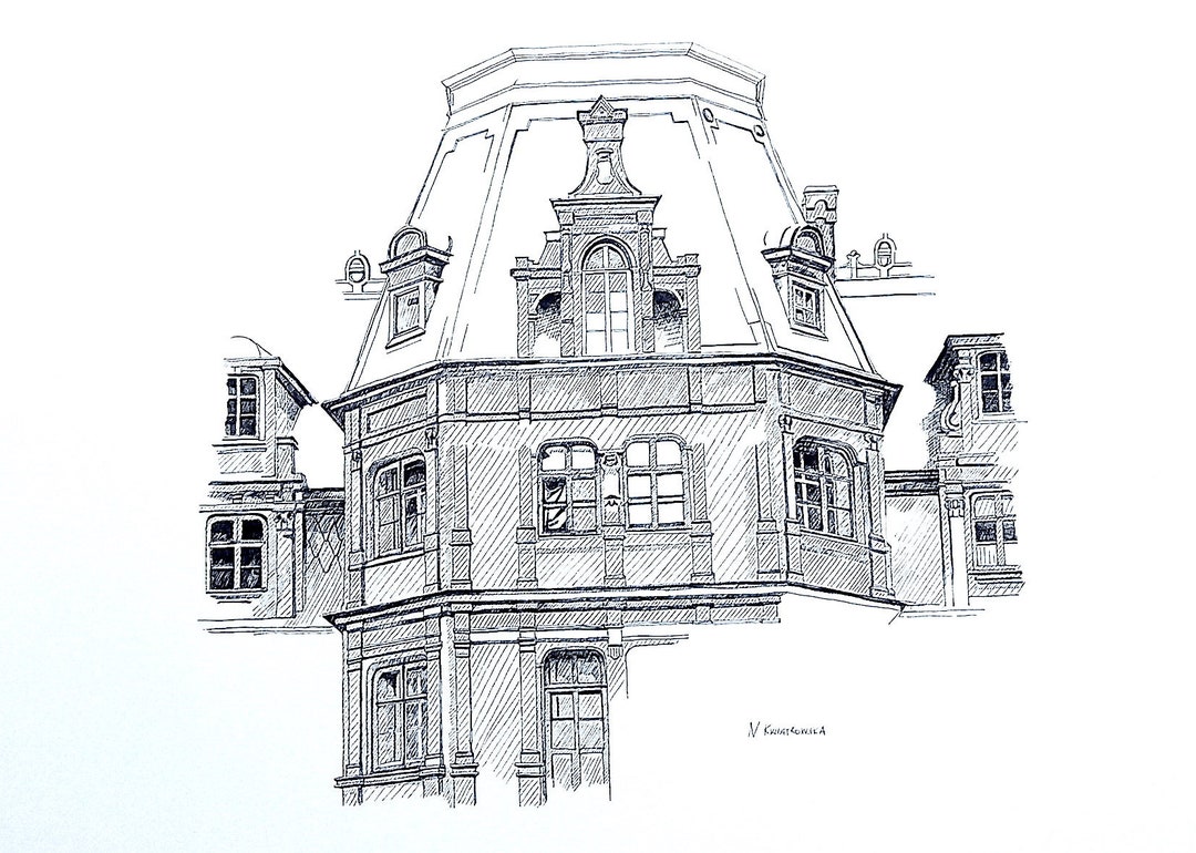 Custom Architecture Drawing: Pencil and Ink Cityscape Art - Etsy