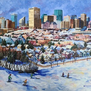 Edmonton hiver, paysage urbain, architecture, hiver, pyramides - Art à télécharger