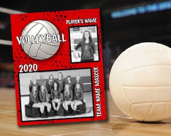 Volleyball Memory Mate Template Sports Photography Scrapbook - Photoshop Layered Template - PSD Instant Download - Personalized Photo Print